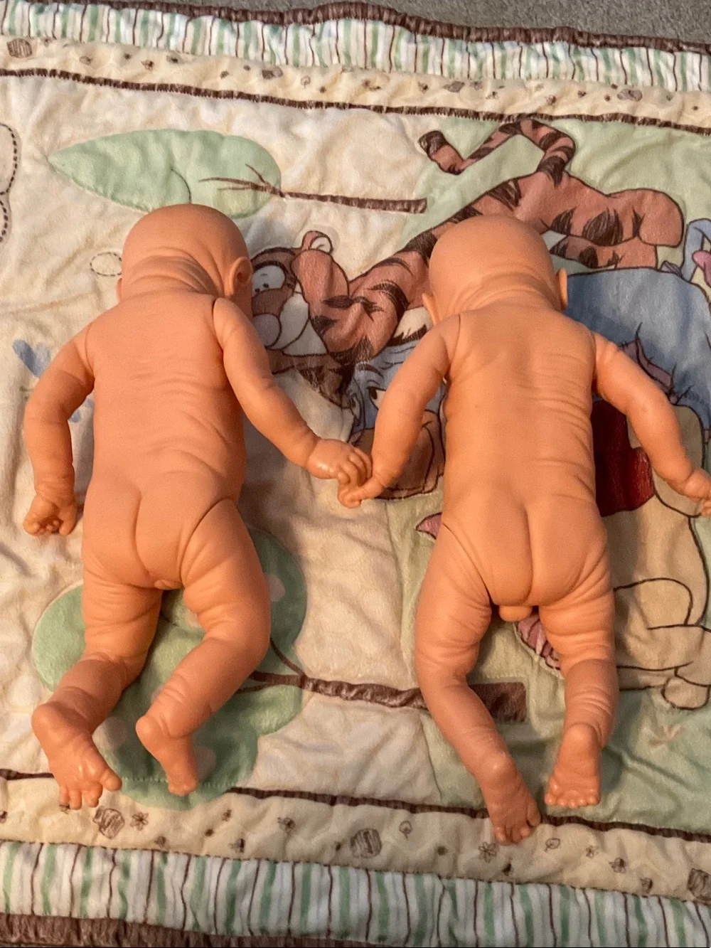 Unbranded Twin Baby Dolls in Flesh Tone - Soft Vinyl Playset